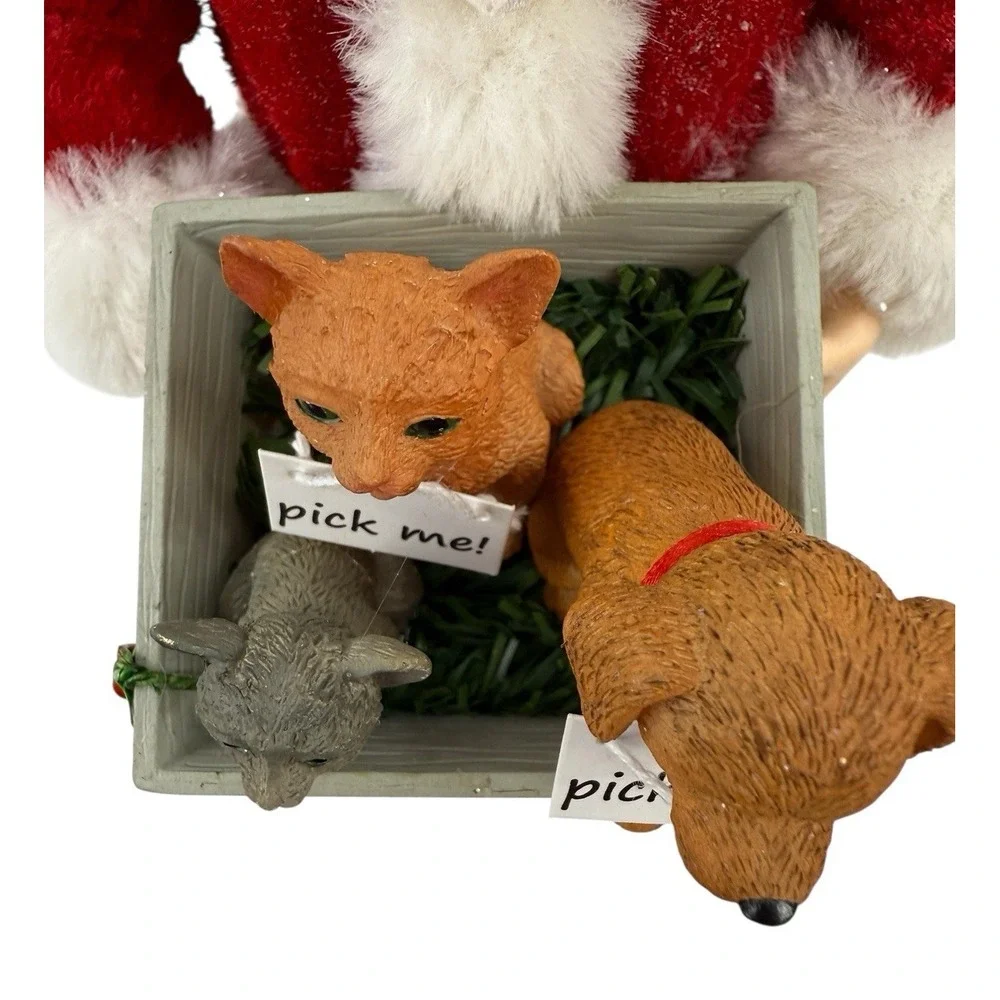 Kurt Adler Adopt-A-Pet Santa With Dog & Cats 2 PC Set 